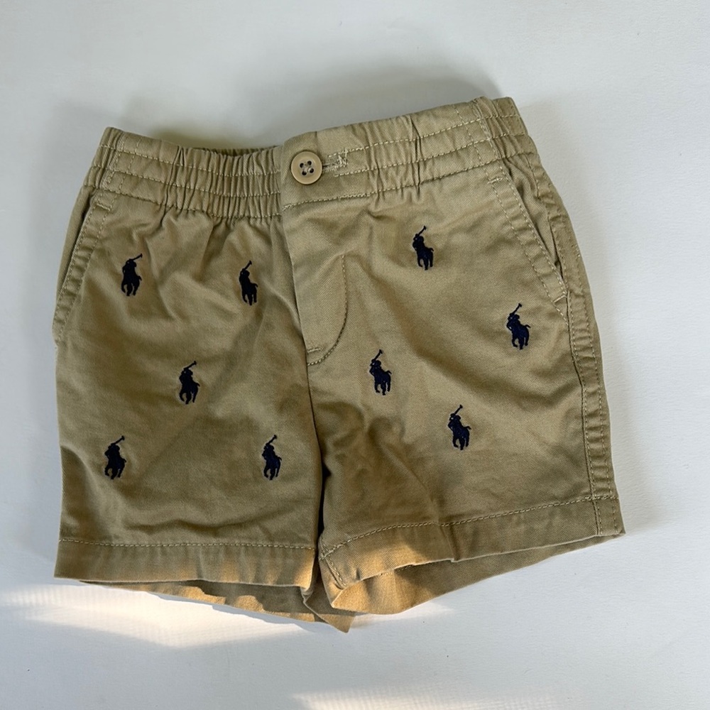 Ralph Lauren Khaki Shorts with Dark Blue Embroidery